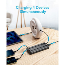 Išorinė baterija Veger C10 (W1116) 10000 mAh su integruotais Micro-USB laidais / C tipo / Lightning, juoda