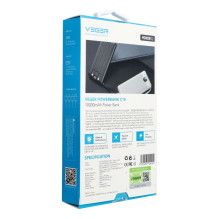 Išorinė baterija Veger C10 (W1116) 10000 mAh su integruotais Micro-USB laidais / C tipo / Lightning, juoda