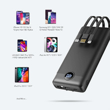 Išorinė baterija „Veger C20“ (W2047 / W2059) 20000 mAh su integruotais „Micro-USB“ laidais / C tipo / „Lightning“ juoda