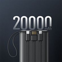 Išorinė baterija „Veger C20“ (W2047 / W2059) 20000 mAh su integruotais „Micro-USB“ laidais / C tipo / „Lightning“ juoda