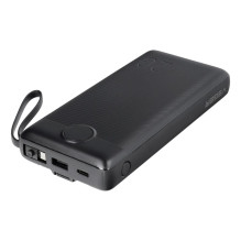 Išorinė baterija „Veger C20“ (W2047 / W2059) 20000 mAh su integruotais „Micro-USB“ laidais / C tipo / „Lightning“ juoda