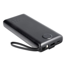 Išorinė baterija „Veger C20“ (W2047 / W2059) 20000 mAh su integruotais „Micro-USB“ laidais / C tipo / „Lightning“ juoda
