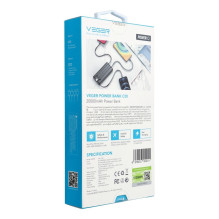 Išorinė baterija „Veger C20“ (W2047 / W2059) 20000 mAh su integruotais „Micro-USB“ laidais / C tipo / „Lightning“ juoda
