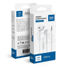 Laidinės ausinės, 3,5 mm lizdas, Blue Star PA-E65, 1,2 m, baltos Laidinės ausinės, 3,5 mm lizdas, Blue Star PA-E65, 1,2 m, baltos