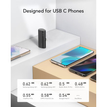 Nešiojamoji baterija „Veger PlugOn“ (W0556 / V0556) PD QC3.0 3A 20W 5000 mAh su integruota C tipo jungtimi, juoda Nešiojamoji baterija „Veger PlugOn“ (W0556 / V0556) PD QC3.0 3A 20W 5000 mAh su integruota C tipo jungtimi, juoda