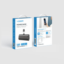 Powerbank Veger PlugOn (W0556 / V0556) PD QC3.0 3A 20W 5000 mAh with a built-in connector Type C black Powerbank Veger PlugOn (W0556 / V0556) PD QC3.0 3A 20W 5000 mAh with a built-in connector Type C black