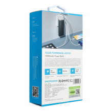 Nešiojamoji baterija Veger ACE100 (W1146) PD QC3.0 20W 10000 mAh, juoda
