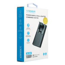 Nešiojamoji baterija Veger ACE100 (W1146) PD QC3.0 20W 10000 mAh, juoda