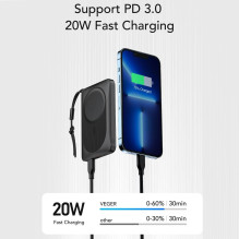 Powerbank compatible with Magsafe Veger MagOn (VP1151 / W1151) PD QC3.0 2A 20W with wireless charging 10000 mAh white Powerbank compatible with Magsafe Veger MagOn (VP1151 / W1151) PD QC3.0 2A 20W with wireless charging 10000 mAh white