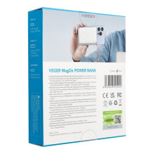 Balta išorinė baterija, suderinama su „Magsafe Veger MagOn“ (VP1151 / W1151) PD QC3.0 2A 20W su belaidžiu įkrovimu, 1000