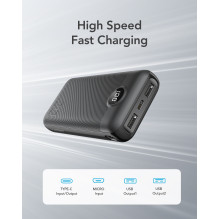 Nešiojamoji baterija Veger L20S (VP2039PD / W2039PD) PD QC3.0 2A 20000 mAh, juoda Nešiojamoji baterija Veger L20S (VP2039PD / W2039PD) PD QC3.0 2A 20000 mAh, juoda