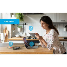 Nešiojamoji baterija Veger T100 (W2032C-100) PD QC3.0 5A 100W 20000 mAh, juoda