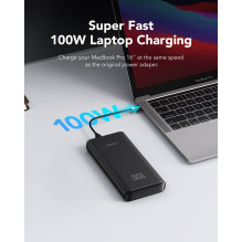 Nešiojamoji baterija Veger T100 (W2032C-100) PD QC3.0 5A 100W 20000 mAh, juoda