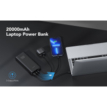 Nešiojamoji baterija Veger T100 (W2032C-100) PD QC3.0 5A 100W 20000 mAh, juoda