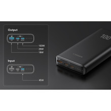 Nešiojamoji baterija Veger T100 (W2032C-100) PD QC3.0 5A 100W 20000 mAh, juoda