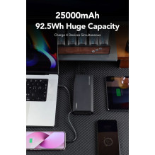 Išorinė baterija Veger TCE130 (W2503) PD 130W 25000 mAh su integruotais C tipo laidais / „Lightning“ juoda Išorinė baterija Veger TCE130 (W2503) PD 130W 25000 mAh su integruotais C tipo laidais / „Lightning“ juoda
