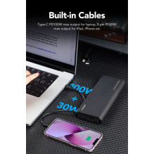 Powerbank Veger TCE130 (W2503) PD 130W 25000 mAh with built-in Type C cables / Lightning black Powerbank Veger TCE130 (W2503) PD 130W 25000 mAh with built-in Type C cables / Lightning black