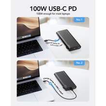Išorinė baterija Veger TCE130 (W2503) PD 130W 25000 mAh su integruotais C tipo laidais / „Lightning“ juoda