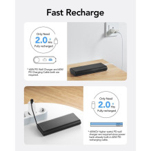 Išorinė baterija Veger TCE130 (W2503) PD 130W 25000 mAh su integruotais C tipo laidais / „Lightning“ juoda Išorinė baterija Veger TCE130 (W2503) PD 130W 25000 mAh su integruotais C tipo laidais / „Lightning“ juoda