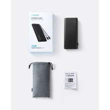 Išorinė baterija Veger TCE130 (W2503) PD 130W 25000 mAh su integruotais C tipo laidais / „Lightning“ juoda