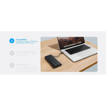 Išorinė baterija Veger TCE130 (W2503) PD 130W 25000 mAh su integruotais C tipo laidais / „Lightning“ juoda