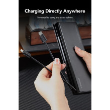 Išorinė baterija Veger TCE130 (W2503) PD 130W 25000 mAh su integruotais C tipo laidais / „Lightning“ juoda