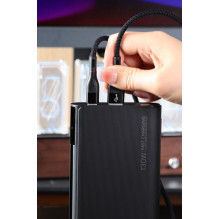 Išorinė baterija Veger TCE130 (W2503) PD 130W 25000 mAh su integruotais C tipo laidais / „Lightning“ juoda