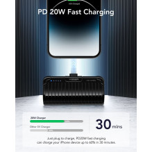 Nešiojamoji baterija „Veger PlugOn“ (W0558P) PD QC3.0 2,4A 20W 5000 mAh su integruota jungtimi, juoda Nešiojamoji baterija „Veger PlugOn“ (W0558P) PD QC3.0 2,4A 20W 5000 mAh su integruota jungtimi, juoda