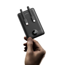 Nešiojamoji baterija Veger C11 (W1170) PD QC3.0 2A 22,5W 10000 mAh su integruotais laidais USB C / Lightning, juoda Nešiojamoji baterija Veger C11 (W1170) PD QC3.0 2A 22,5W 10000 mAh su integruotais laidais USB C / Lightning, juoda