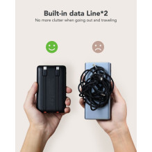 Nešiojamoji baterija Veger C11 (W1170) PD QC3.0 2A 22,5W 10000 mAh su integruotais laidais USB C / Lightning, juoda Nešiojamoji baterija Veger C11 (W1170) PD QC3.0 2A 22,5W 10000 mAh su integruotais laidais USB C / Lightning, juoda