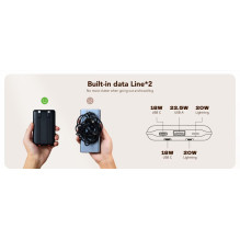 Powerbank Veger C11 (W1170) PD QC3.0 2A 22,5W 10000 mAh with built-in cables USB C / Lightning black Powerbank Veger C11 (W1170) PD QC3.0 2A 22,5W 10000 mAh with built-in cables USB C / Lightning black