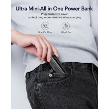Powerbank Veger PlugOn (W0558) PD QC3.0 3A 20W 5000 mAh with a built-in connector Type C czarny Powerbank Veger PlugOn (W0558) PD QC3.0 3A 20W 5000 mAh with a built-in connector Type C czarny