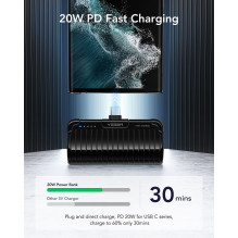 Nešiojamoji baterija „Veger PlugOn“ (W0558) PD QC3.0 3A 20W 5000 mAh su integruota C tipo jungtimi, juoda Nešiojamoji baterija „Veger PlugOn“ (W0558) PD QC3.0 3A 20W 5000 mAh su integruota C tipo jungtimi, juoda