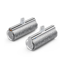 Nešiojamoji baterija „Veger PlugOn“ (W0573P) PD QC3.0 2,4A 12W 5000 mAh su integruota jungtimi „Lightning“, sidabrinė