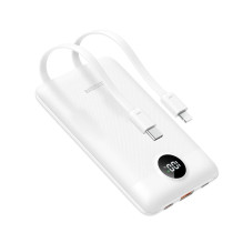 Nešiojamoji baterija Veger C11 (W1170) PD QC3.0 2A 22,5W 10000 mAh z su integruotu USB C laidu / Lightning, balta