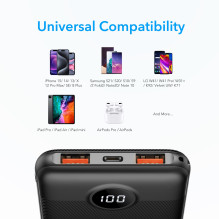 Nešiojamoji baterija Veger L10S (W1105PD) PD QC3.0 2A 20W 10000 mAh, juoda Nešiojamoji baterija Veger L10S (W1105PD) PD QC3.0 2A 20W 10000 mAh, juoda