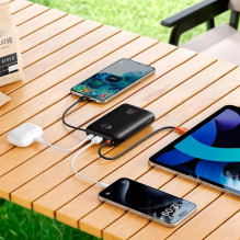 Nešiojamoji baterija Veger K2 (W2068) PD QC3.0 35W 20000 mAh su integruotais C tipo laidais / „Lightning“ juoda