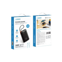 Nešiojamoji baterija Veger K2 (W2068) PD QC3.0 35W 20000 mAh su integruotais C tipo laidais / „Lightning“ juoda