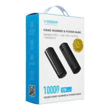Išorinė baterija Veger W0587 2,4A 2 vnt. 2 x 5000 mAh su rankų šildytuvu, juodos ir sidabrinės spalvos Išorinė baterija Veger W0587 2,4A 2 vnt. 2 x 5000 mAh su rankų šildytuvu, juodos ir sidabrinės spalvos