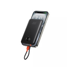 Nešiojamoji baterija „Veger“ 10000 mAh su integruotu laidu USB C QC3.0 PD 2A 22,5W K1C W1189, juoda Nešiojamoji baterija „Veger“ 10000 mAh su integruotu laidu USB C QC3.0 PD 2A 22,5W K1C W1189, juoda