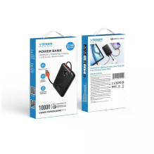 Powerbank Veger 10000 mAh with built-in cable USB C QC3.0 PD 2A 22,5W K1C W1189 black Powerbank Veger 10000 mAh with built-in cable USB C QC3.0 PD 2A 22,5W K1C W1189 black