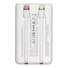 Powerbank Charmast W1202 PD3.0 3A 22,5W 10000 mAh with built-in cables USB C / Lightning white Powerbank Charmast W1202 PD3.0 3A 22,5W 10000 mAh with built-in cables USB C / Lightning white