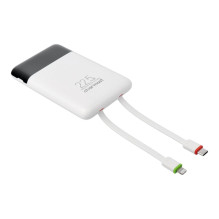 Nešiojamoji baterija Charmast W1202 PD3.0 3A 22,5W 10000 mAh su integruotais laidais USB C / Lightning, balta Nešiojamoji baterija Charmast W1202 PD3.0 3A 22,5W 10000 mAh su integruotais laidais USB C / Lightning, balta