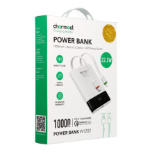 Powerbank Charmast W1202 PD3.0 3A 22,5W 10000 mAh with built-in cables USB C / Lightning white Powerbank Charmast W1202 PD3.0 3A 22,5W 10000 mAh with built-in cables USB C / Lightning white
