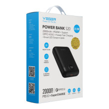Powerbank Veger S20 (W2081) PD QC3.0 2A 22,5W 20000 mAh black Powerbank Veger S20 (W2081) PD QC3.0 2A 22,5W 20000 mAh black