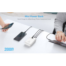 Nešiojamoji baterija Veger S20 (W2081) PD QC3.0 2A 22,5W 20000 mAh, balta