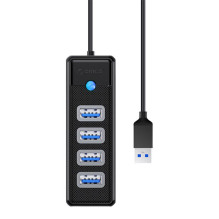 "Orico" USB šakotuvas su 4x USB 3.0, 5 Gbps, 0,15 m (juodas)