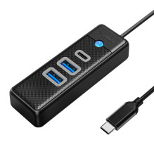 Orico Hub USB-C to 2x USB 3.0 + USB-C, 5 Gbps, 0.15m Black