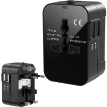 "Fusion" įkroviklio adapteris UK , US , AU , CH , EU , USB 2.1A , (220V), juodas