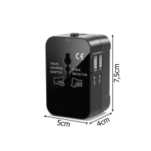 "Fusion" įkroviklio adapteris UK , US , AU , CH , EU , USB 2.1A , (220V), juodas